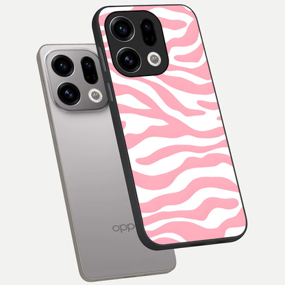  Blush Zebra Flow phone case For Oppo Find X9 showing premium glass back cover with detailed artwork