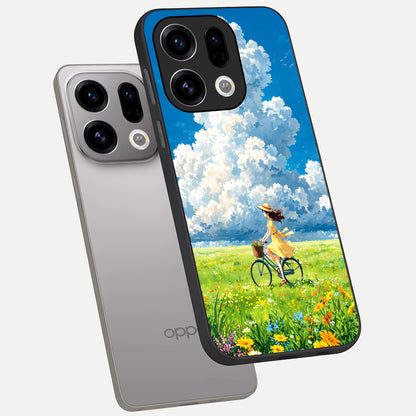  Breezy Meadow Ride phone case For Oppo Find X9 showing premium glass back cover with detailed artwork
