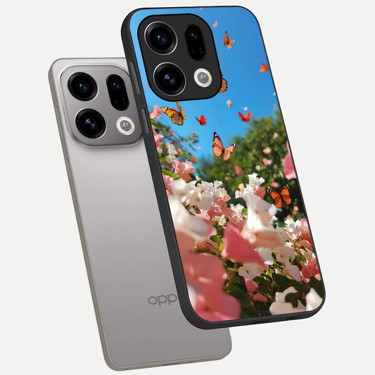  Butterflies In Bloom Sky phone case For Oppo Find X9 showing premium glass back cover with detailed artwork