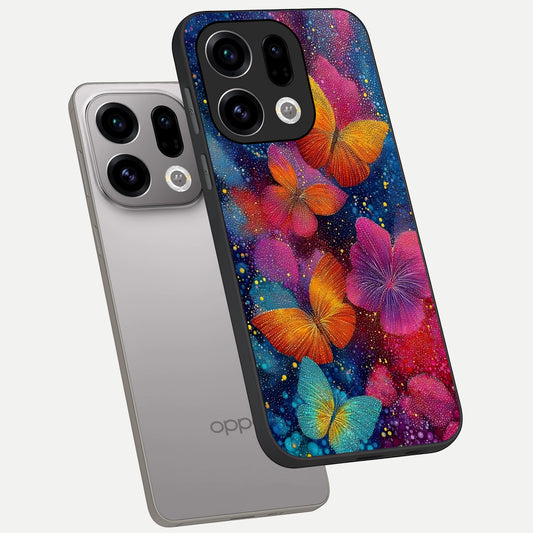  Butterfly Dream Mist phone case For Oppo Find X9 showing premium glass back cover with detailed artwork