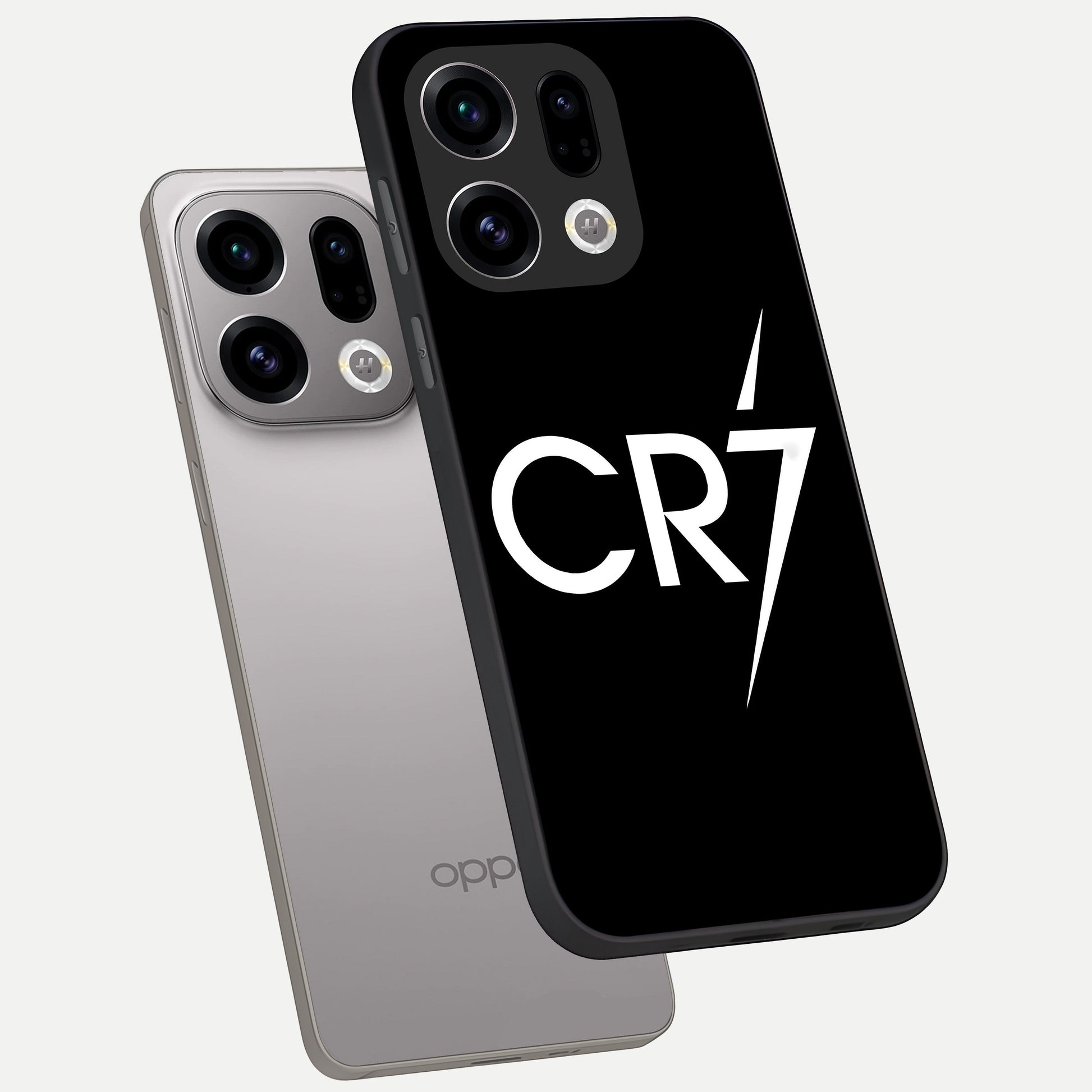  CR7 Elite Strike phone case For Oppo Find X9 showing premium glass back cover with detailed artwork