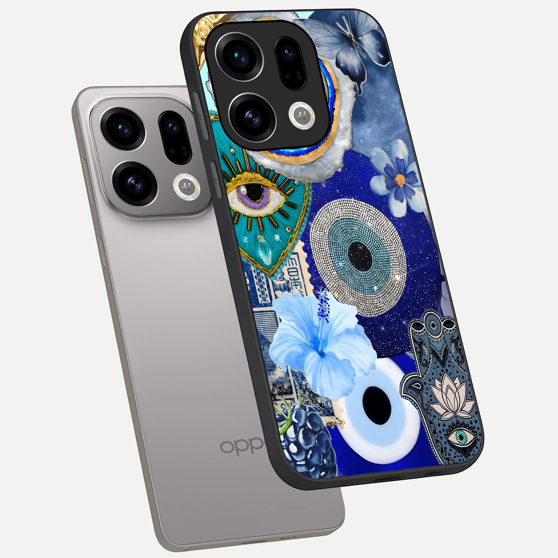 Celestial Blue Vision phone case For Oppo Find X9 showing premium glass back cover with detailed artwork