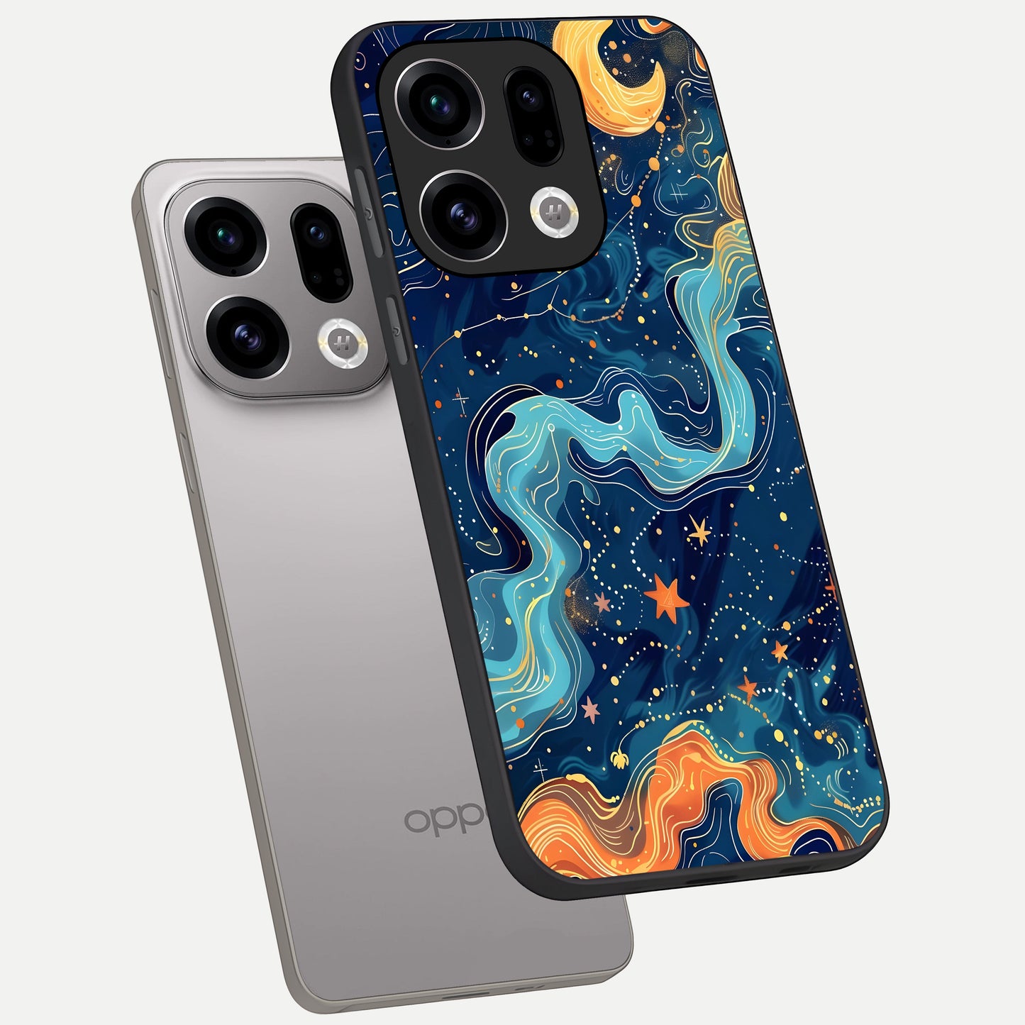 Celestial Dream Flow phone case For Oppo Find X9 showing premium glass back cover with detailed artwork