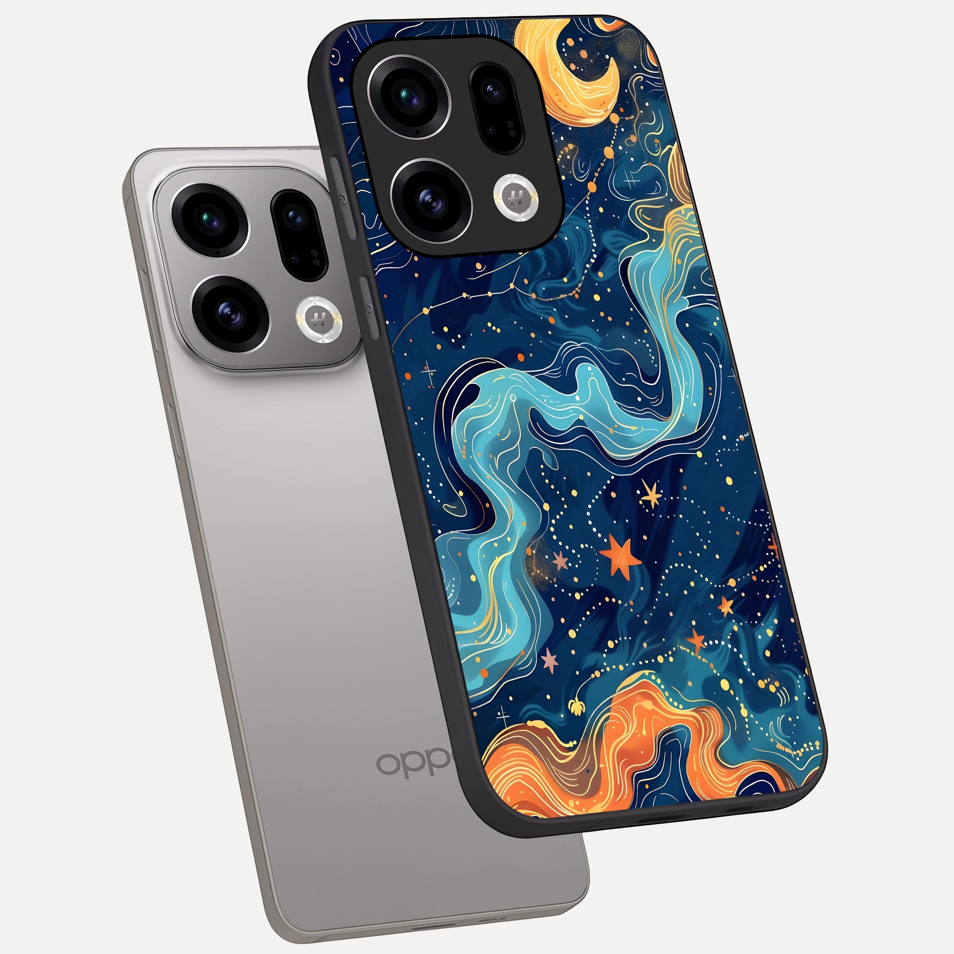  Celestial Dream Flow phone case For Oppo Find X9 showing premium glass back cover with detailed artwork