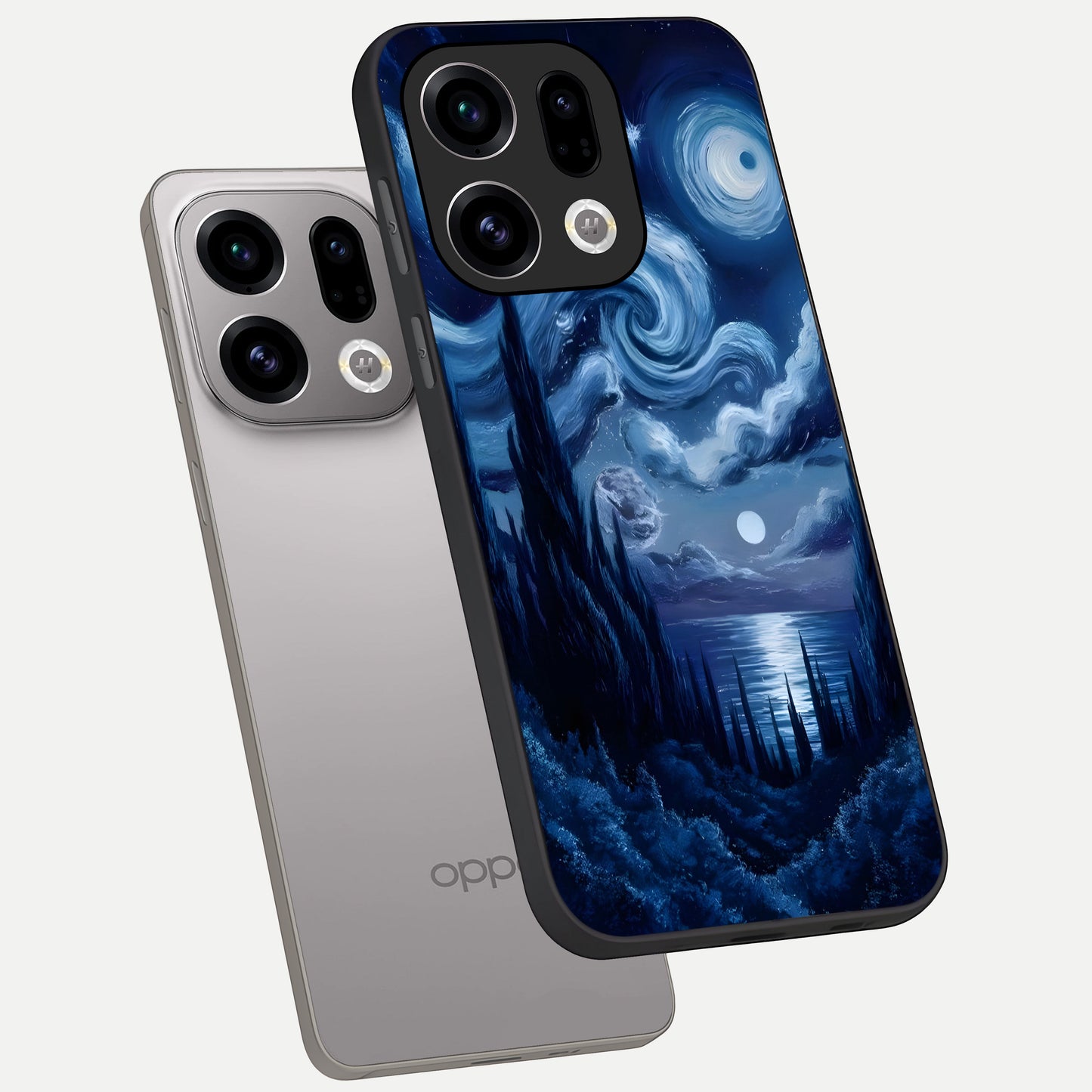  Celestial Dream Van Gogh phone case For Oppo Find X9 showing premium glass back cover with detailed artwork