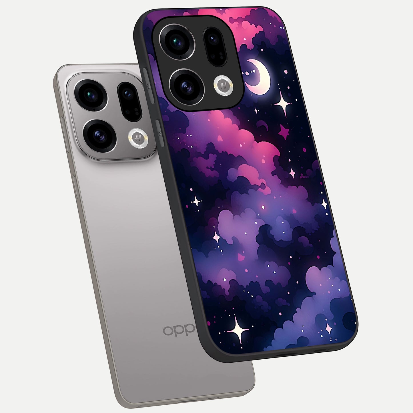  Celestial Moon Magic phone case For Oppo Find X9 showing premium glass back cover with detailed artwork