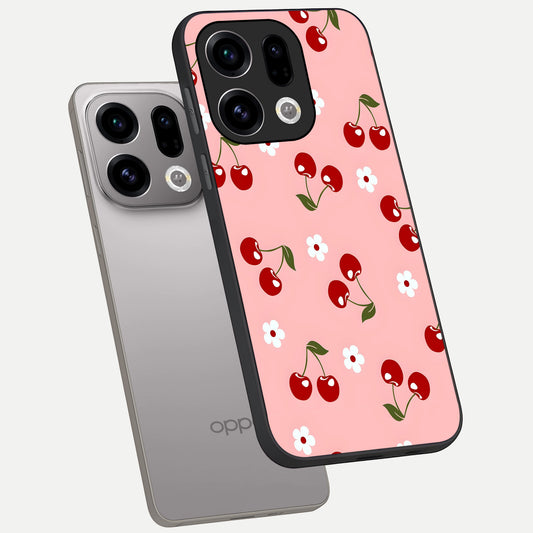 Cherry Love Mood phone case For Oppo Find X9 showing premium glass back cover with detailed artwork