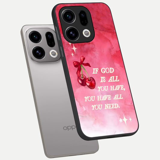  Cherry Quote phone case For Oppo Find X9 showing premium glass back cover with detailed artwork
