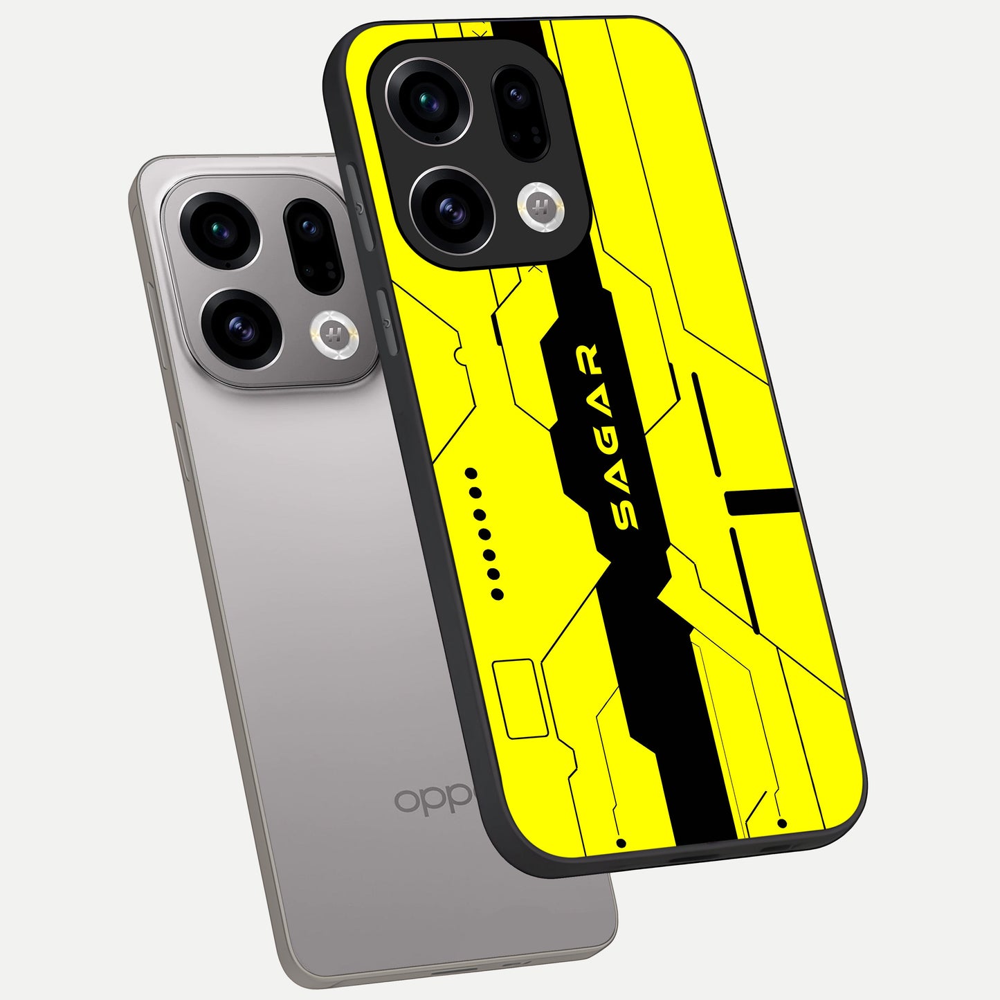  Circuit CYBERPUNK Custom Name phone case For Oppo Find X9 showing premium glass back cover with detailed artwork