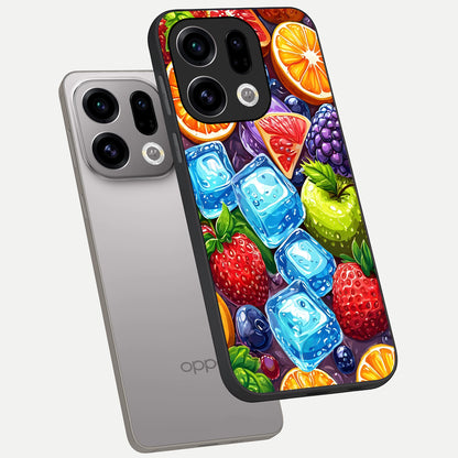  Colorful Fruits with Ice phone case For Oppo Find X9 showing premium glass back cover with detailed artwork