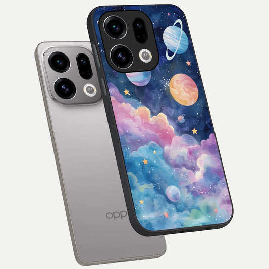  Cosmic Planet Dreams phone case For Oppo Find X9 showing premium glass back cover with detailed artwork