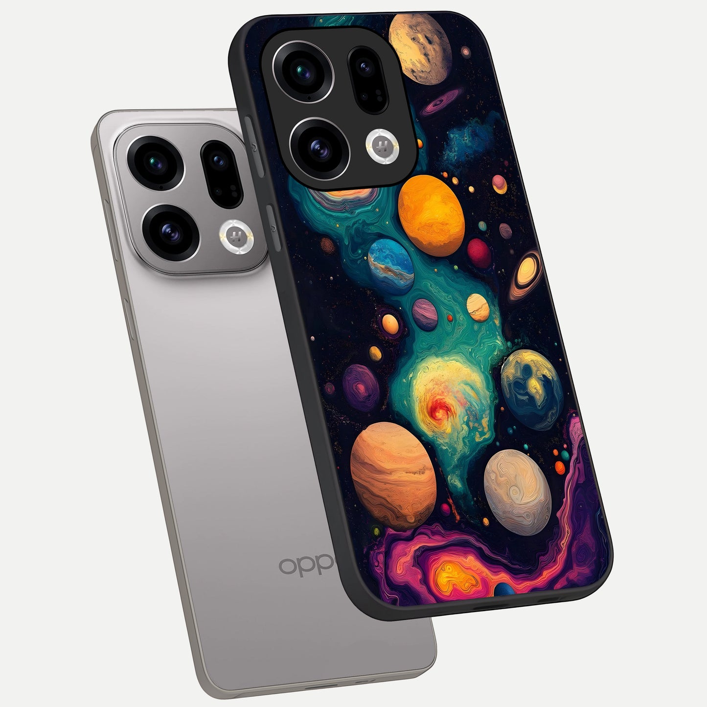 Cosmic Planet Journey phone case For Oppo Find X9 showing premium glass back cover with detailed artwork