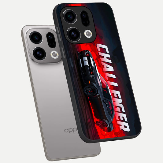  Crimson Challenger Fury phone case For Oppo Find X9 showing premium glass back cover with detailed artwork