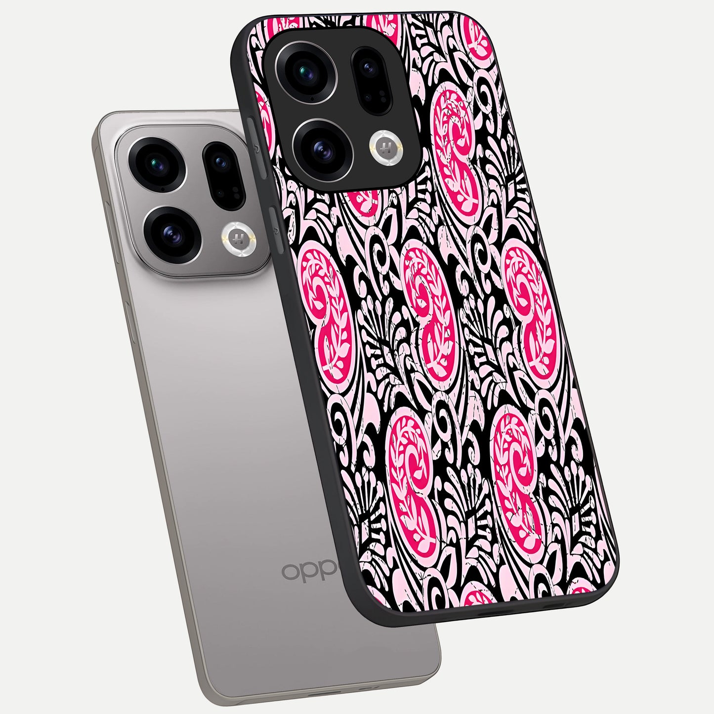  Crimson Paisley Charm phone case For Oppo Find X9 showing premium glass back cover with detailed artwork