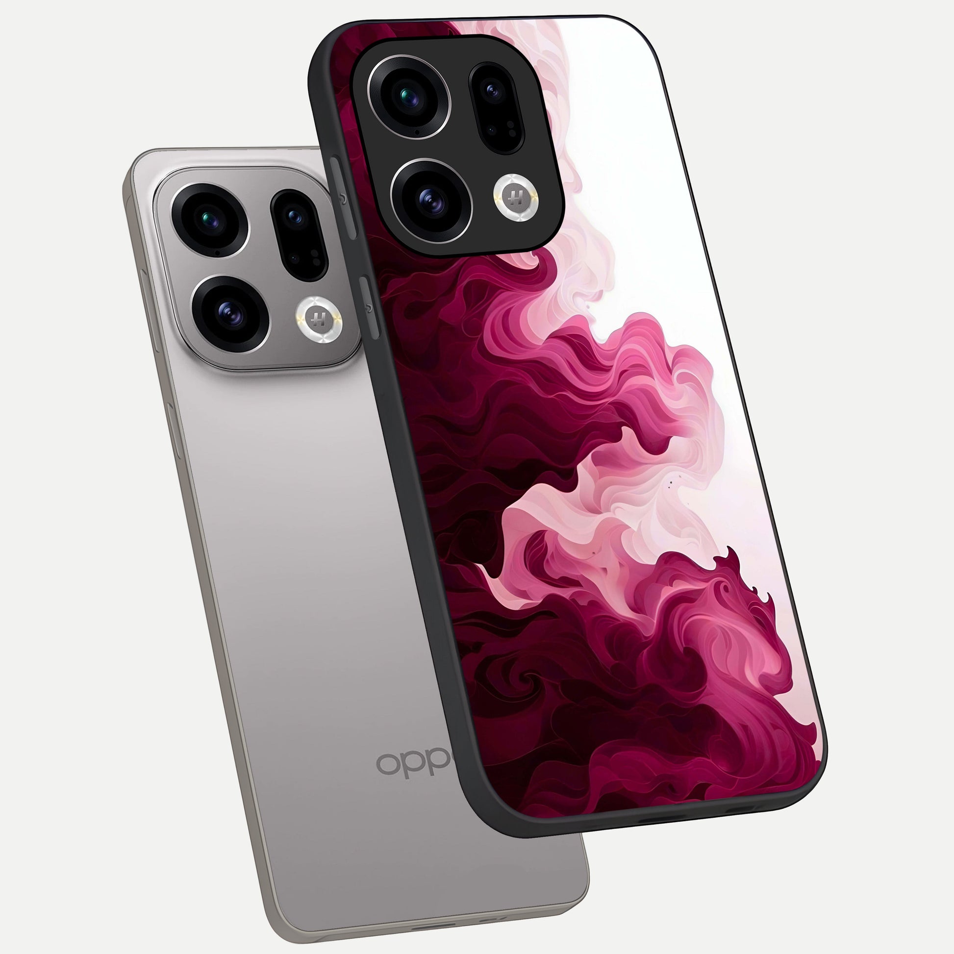  Crimson Wave Flow phone case For Oppo Find X9 showing premium glass back cover with detailed artwork