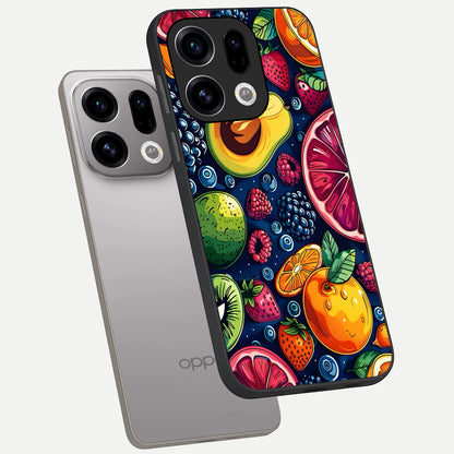  Cute Fruits Art phone case For Oppo Find X9 showing premium glass back cover with detailed artwork