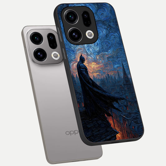  Dark Knight Dusk phone case For Oppo Find X9 showing premium glass back cover with detailed artwork