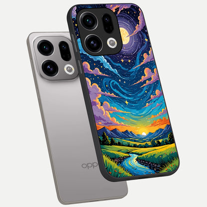  Dreamy Night Landscape phone case For Oppo Find X9 showing premium glass back cover with detailed artwork