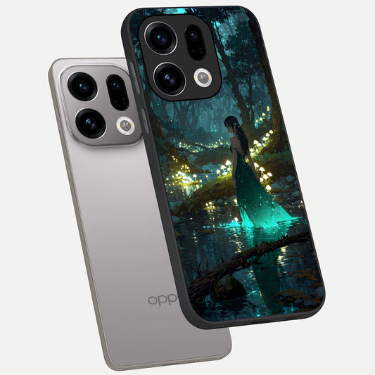  Enchanted Forest Glow phone case For Oppo Find X9 showing premium glass back cover with detailed artwork