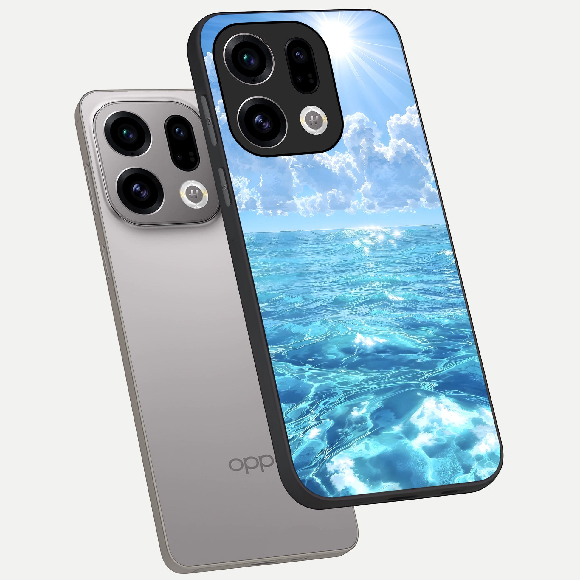  Endless Ocean Horizon phone case For Oppo Find X9 showing premium glass back cover with detailed artwork