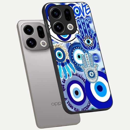  Evil Eyes Dream phone case For Oppo Find X9 showing premium glass back cover with detailed artwork