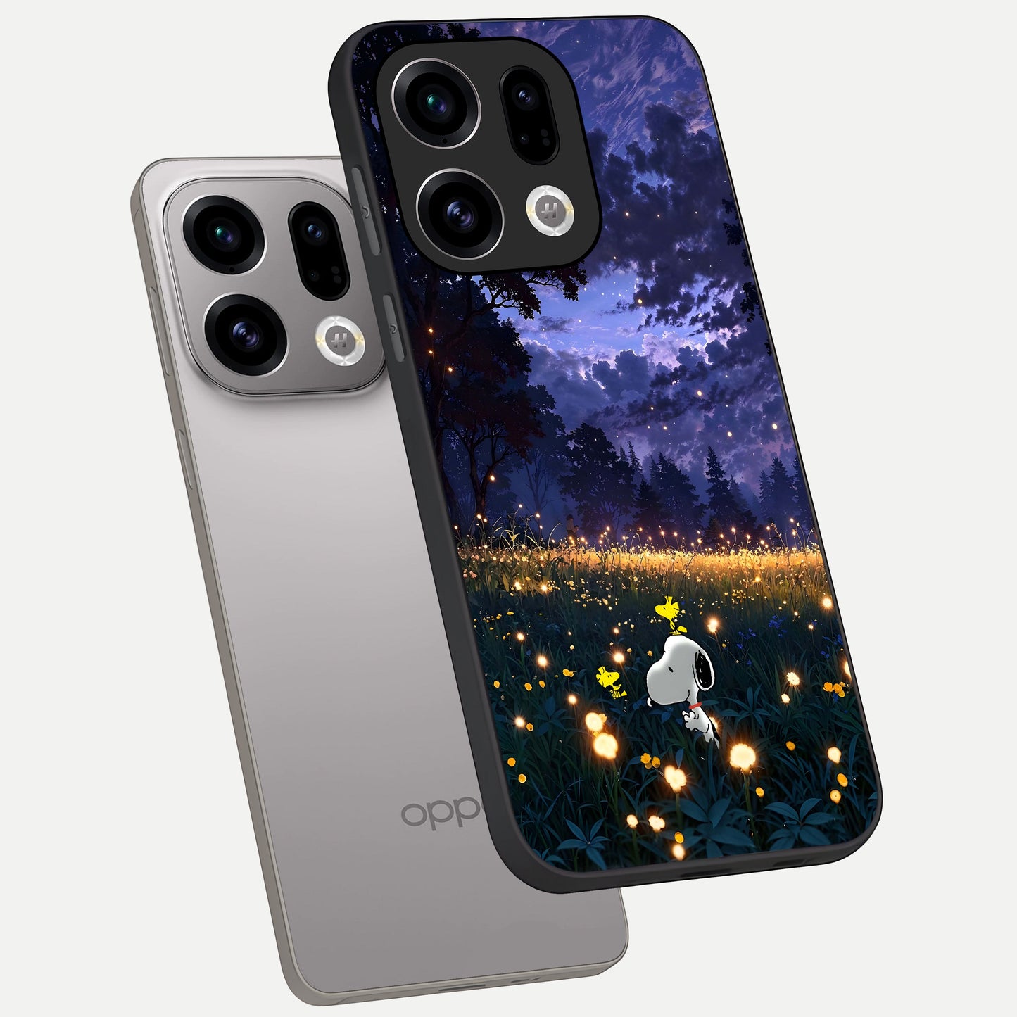  Firefly Meadow Magic phone case For Oppo Find X9 showing premium glass back cover with detailed artwork