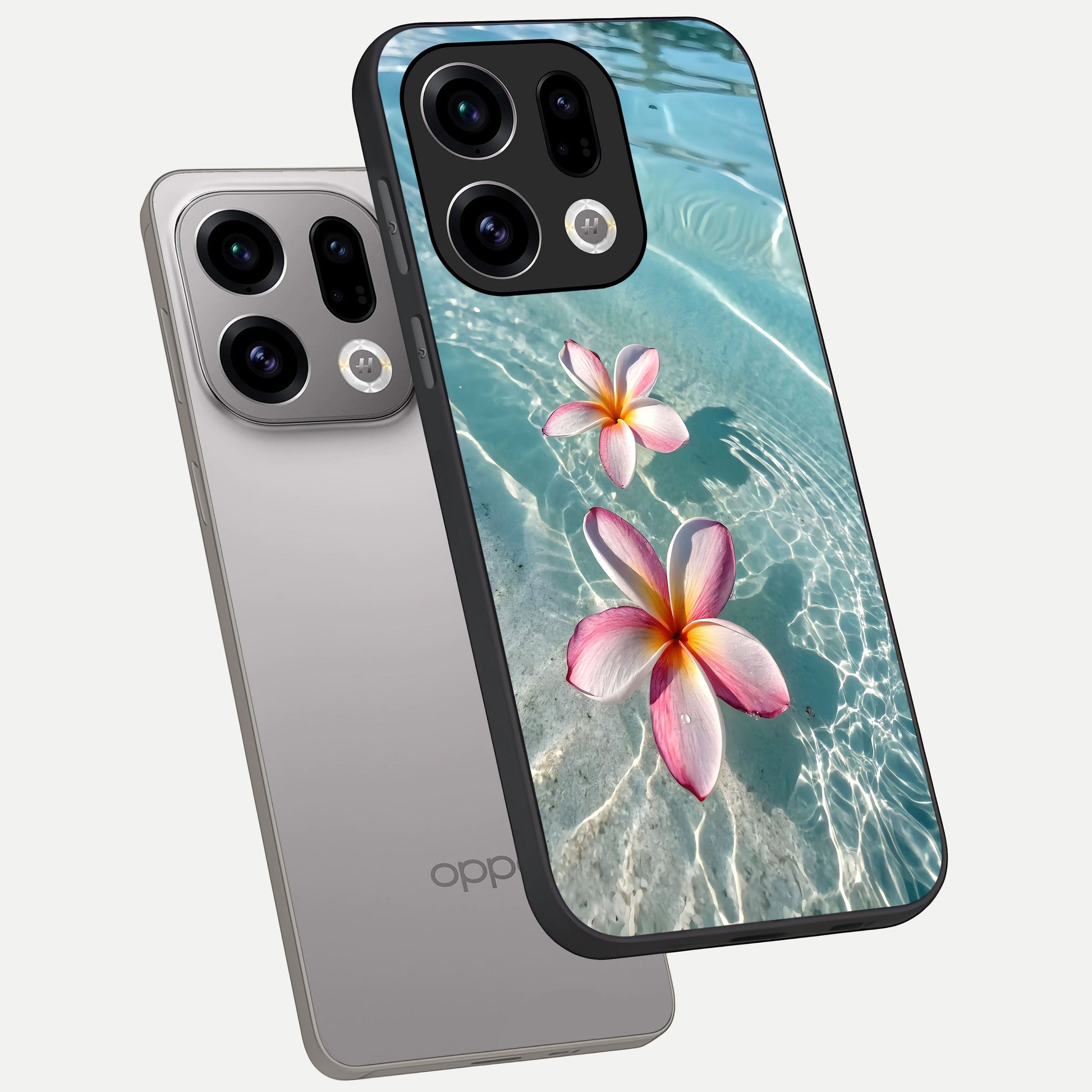  Floating Bloom Bliss phone case For Oppo Find X9 showing premium glass back cover with detailed artwork
