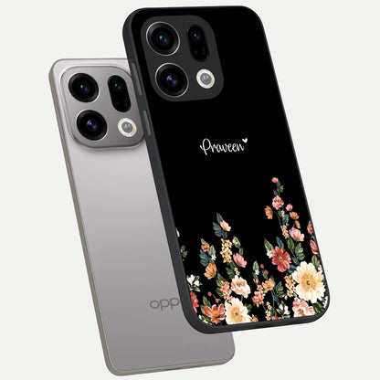  Floral Design Personalized Custom Name phone case For Oppo Find X9 showing premium glass back cover with detailed artwork