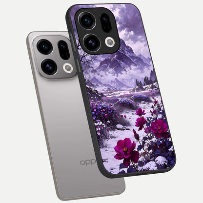  Flower Mountain View phone case For Oppo Find X9 showing premium glass back cover with detailed artwork