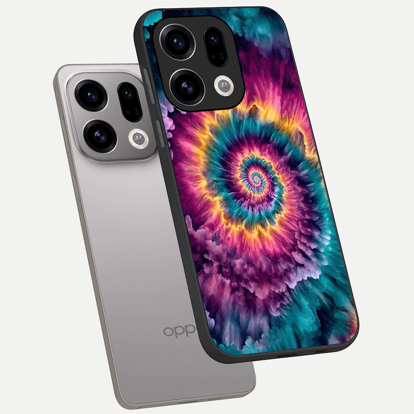  Galactic Spiral Burst phone case For Oppo Find X9 showing premium glass back cover with detailed artwork