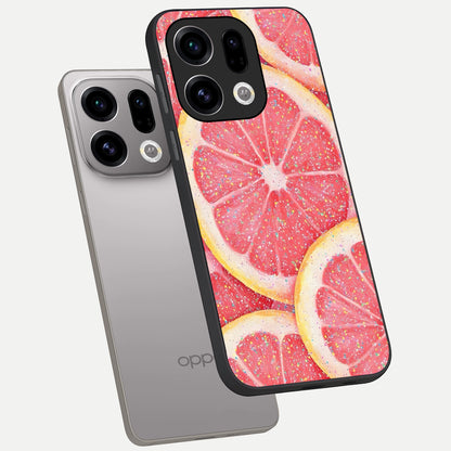  Glitter Grapefruit phone case For Oppo Find X9 showing premium glass back cover with detailed artwork