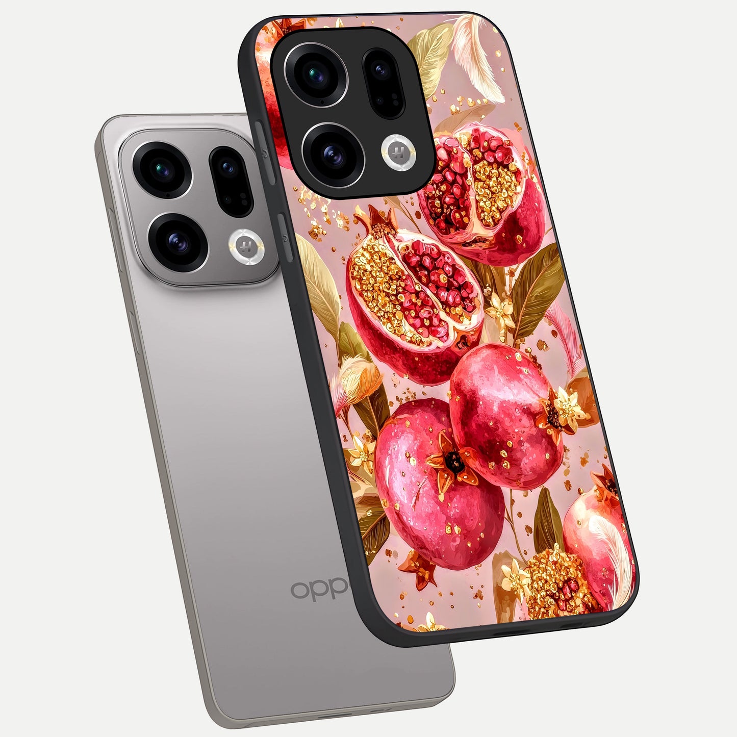  Golden Bloom Glow phone case For Oppo Find X9 showing premium glass back cover with detailed artwork