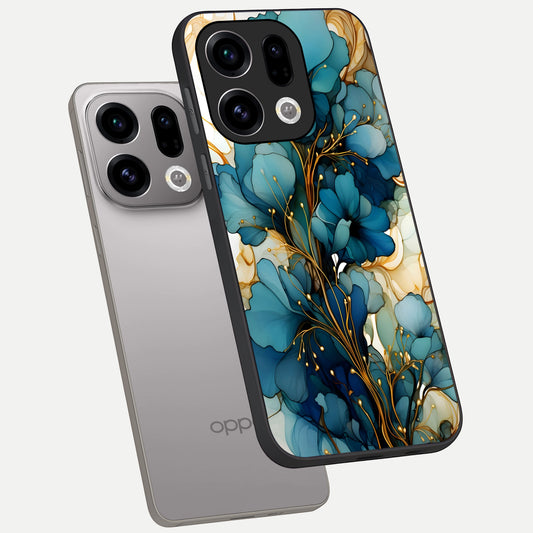  Golden Bloom Symphony phone case For Oppo Find X9 showing premium glass back cover with detailed artwork