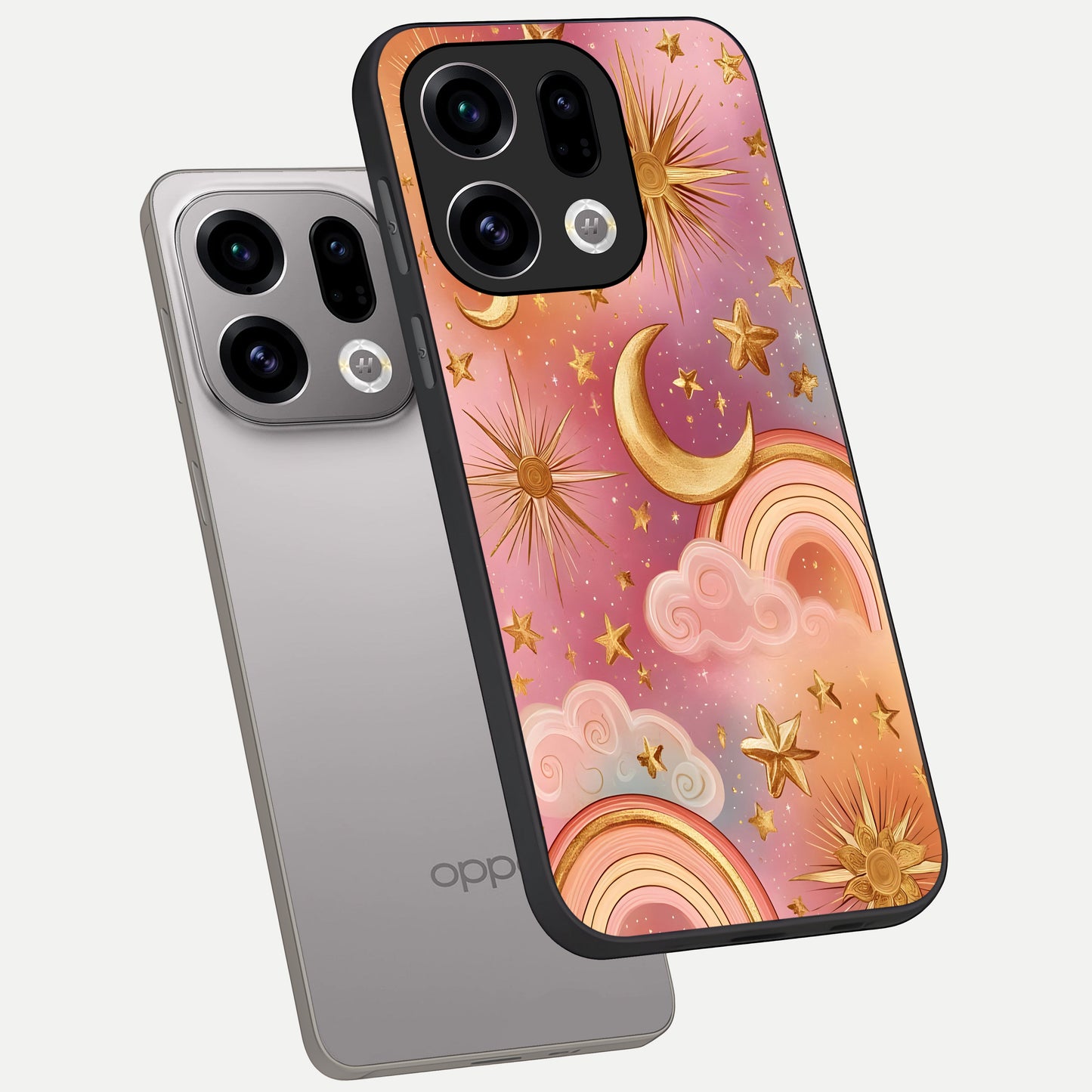  Golden Celestial Dreams phone case For Oppo Find X9 showing premium glass back cover with detailed artwork