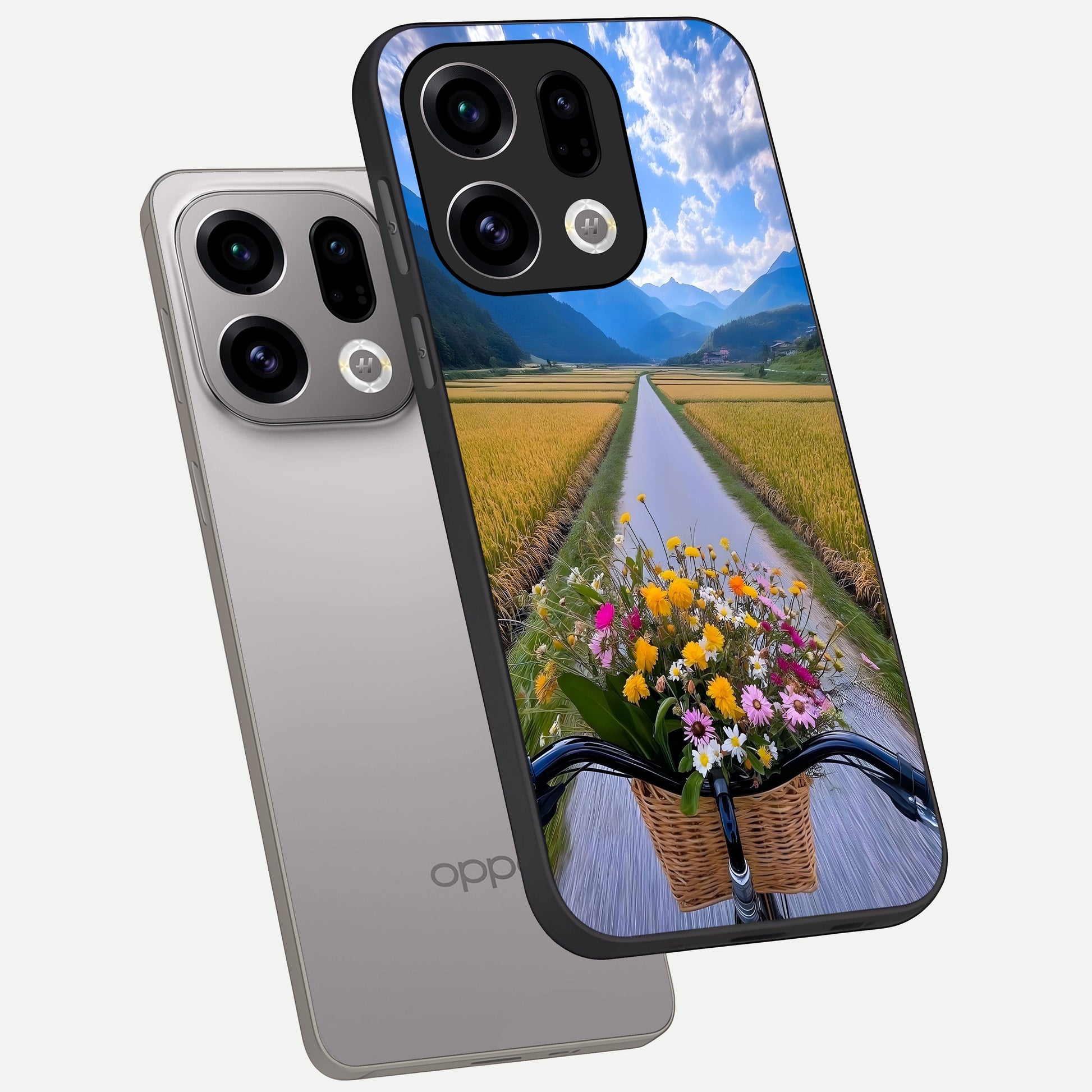  Golden Field Journey phone case For Oppo Find X9 showing premium glass back cover with detailed artwork
