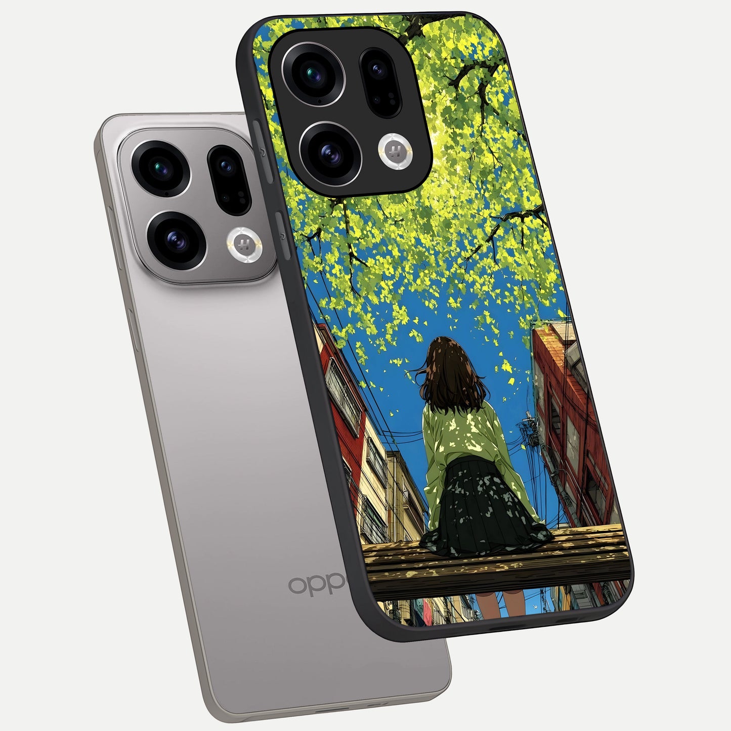  Golden Leaves Glow phone case For Oppo Find X9 showing premium glass back cover with detailed artwork