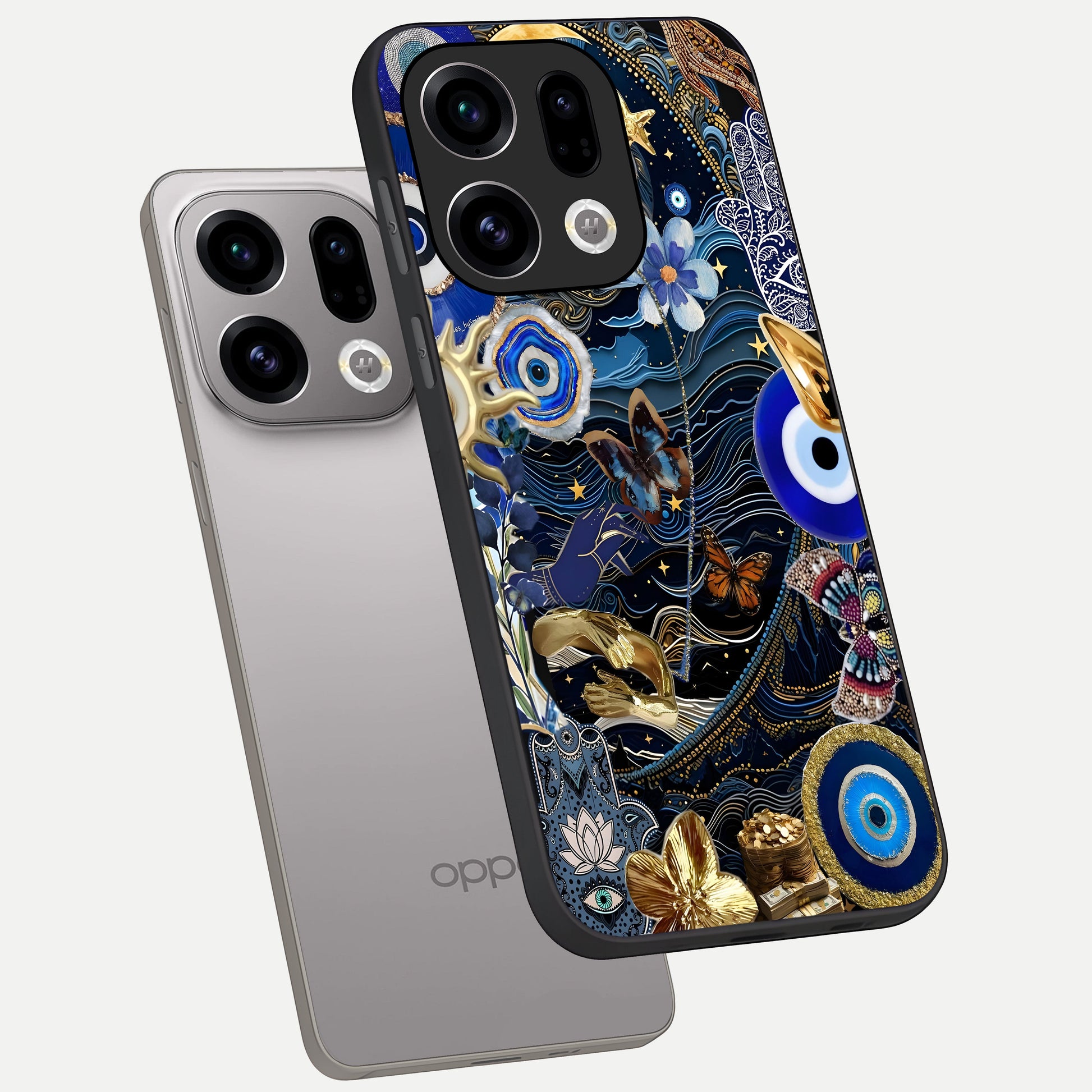  Golden Moon Magic phone case For Oppo Find X9 showing premium glass back cover with detailed artwork