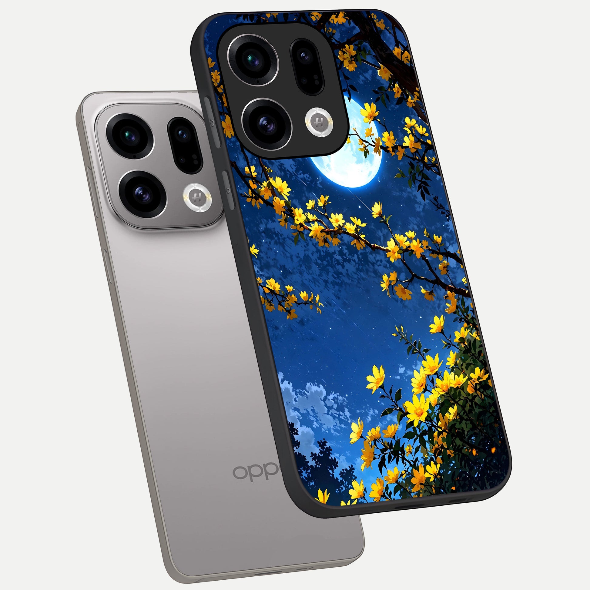  Golden Night Glow phone case For Oppo Find X9 showing premium glass back cover with detailed artwork