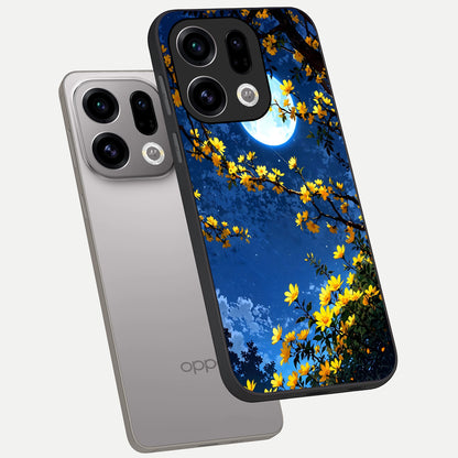  Golden Night Glow phone case For Oppo Find X9 showing premium glass back cover with detailed artwork