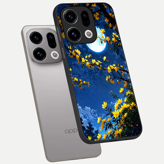  Golden Night Glow phone case For Oppo Find X9 showing premium glass back cover with detailed artwork