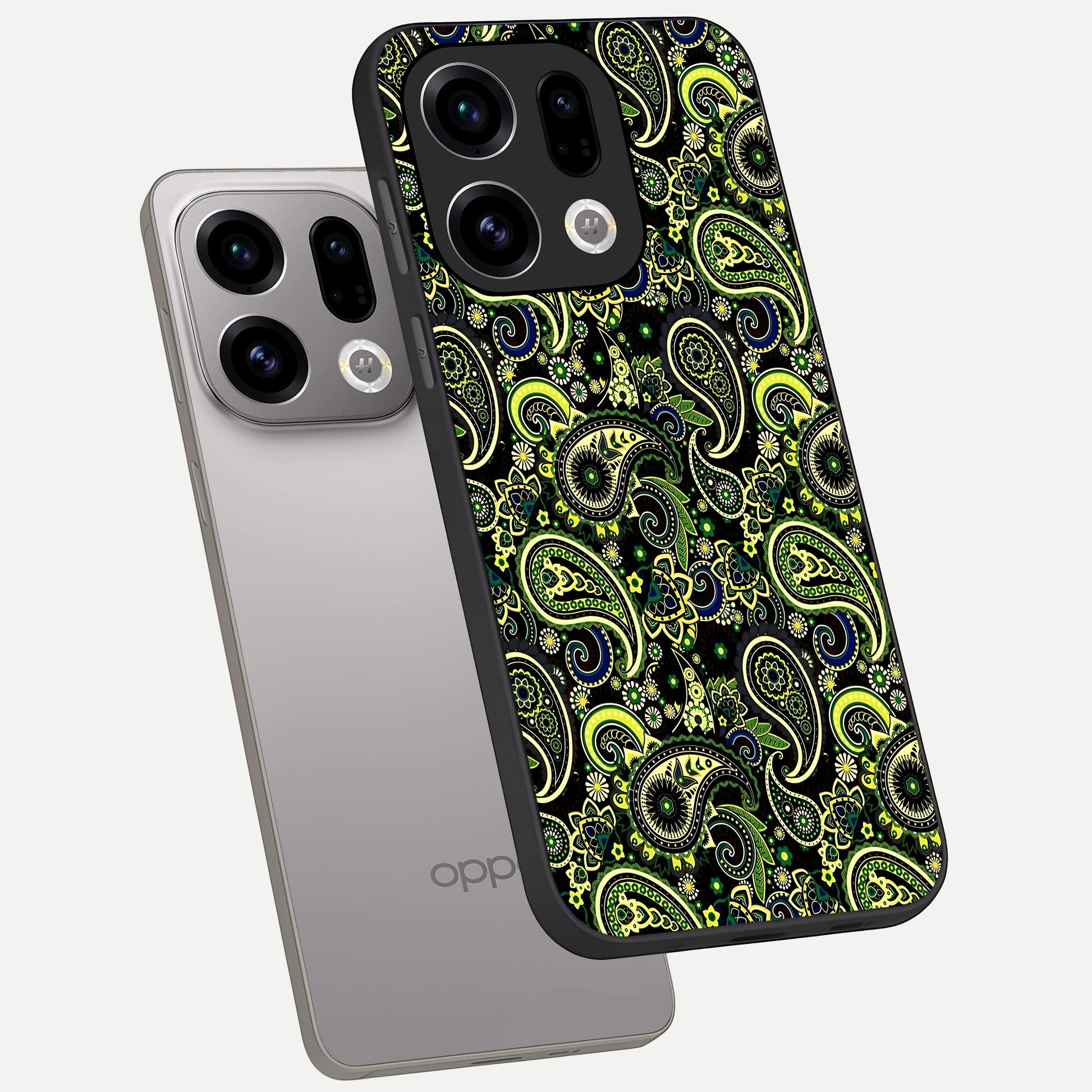  Green Lemon phone case For Oppo Find X9 showing premium glass back cover with detailed artwork