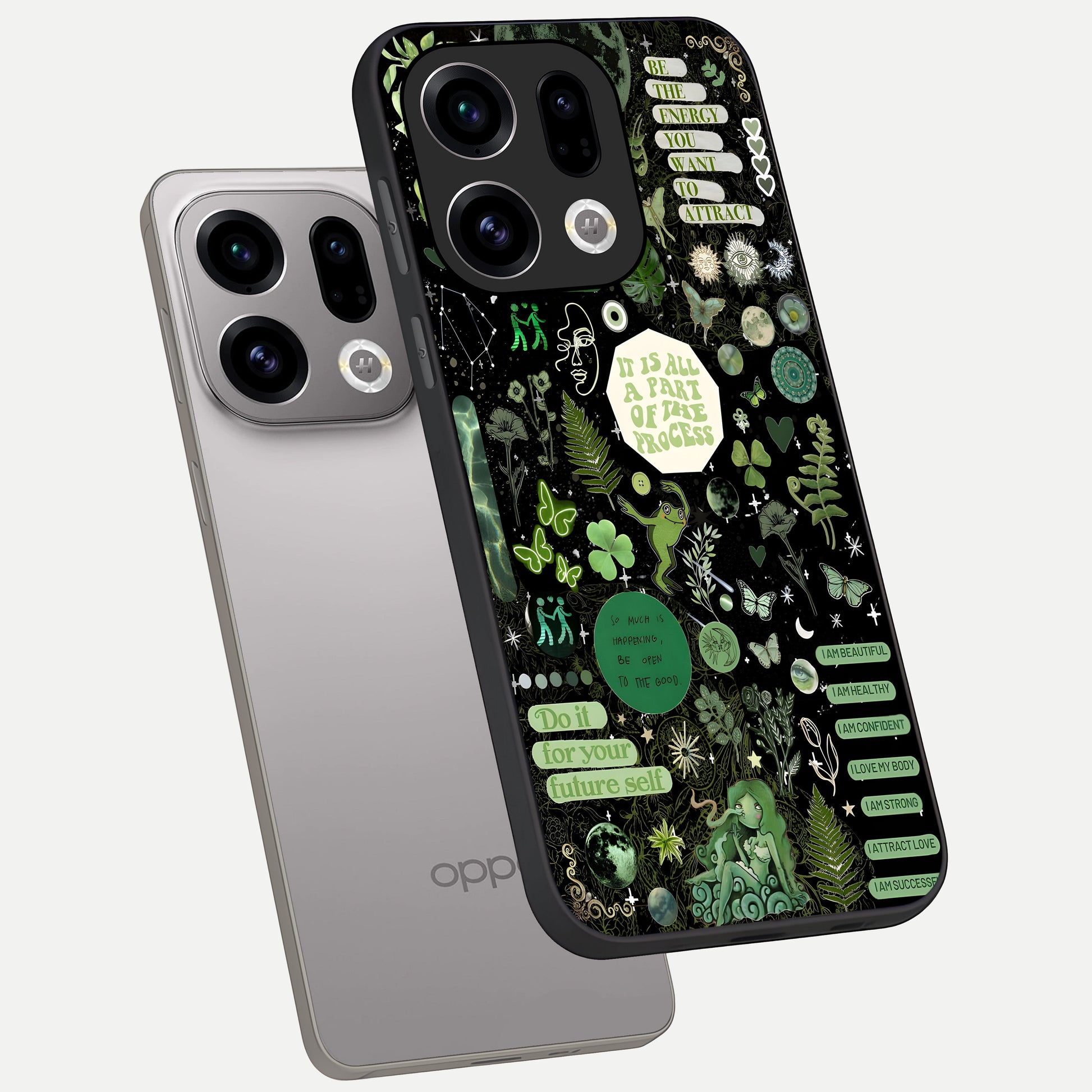 Green Mandala Pattern phone case For Oppo Find X9 showing premium glass back cover with detailed artwork