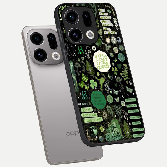  Green Mandala Pattern phone case For Oppo Find X9 showing premium glass back cover with detailed artwork