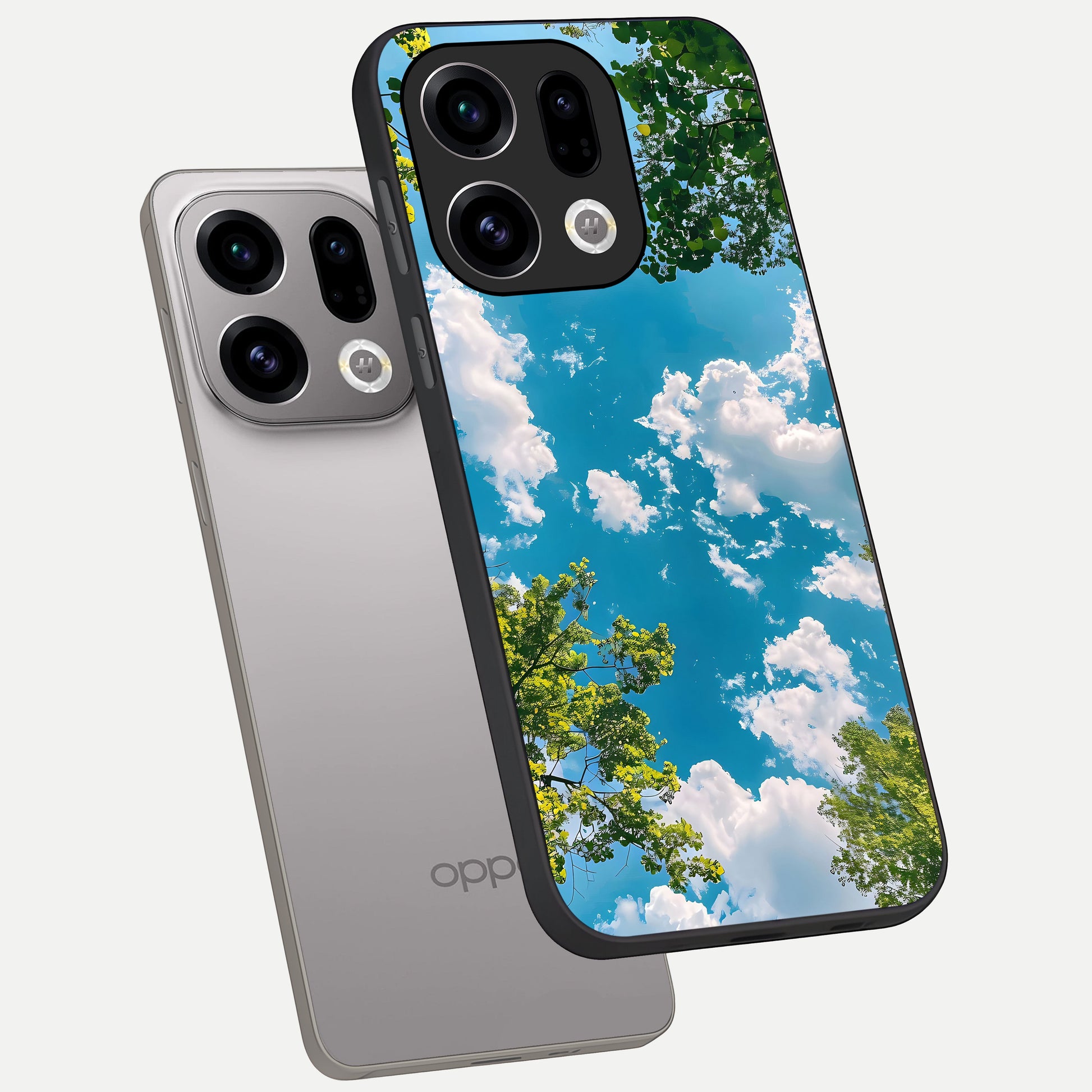  Green Moon Energy phone case For Oppo Find X9 showing premium glass back cover with detailed artwork