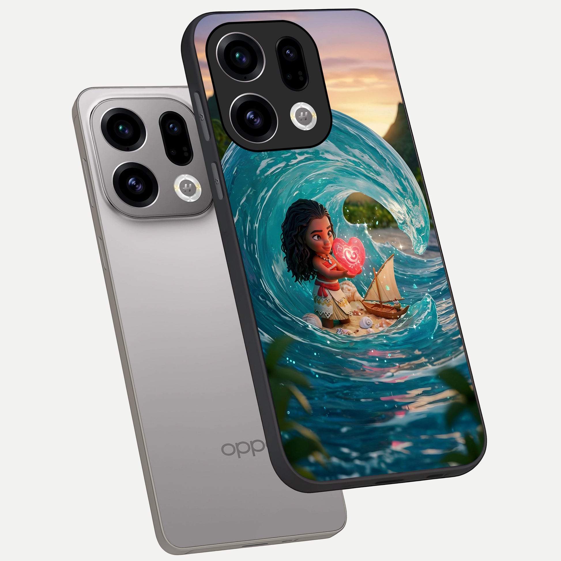  Heart of Ocean phone case For Oppo Find X9 showing premium glass back cover with detailed artwork