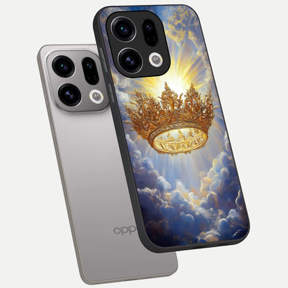  Heavenly Crown Light phone case For Oppo Find X9 showing premium glass back cover with detailed artwork