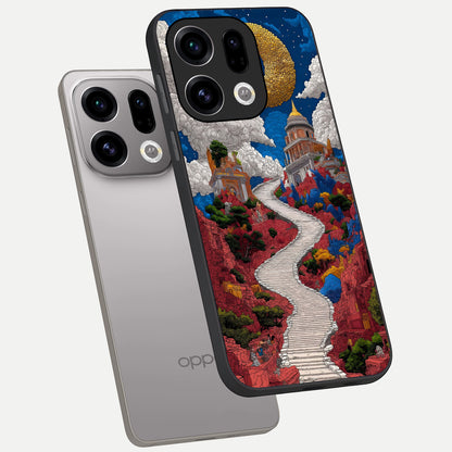  Heavenly Moon Path phone case For Oppo Find X9 showing premium glass back cover with detailed artwork