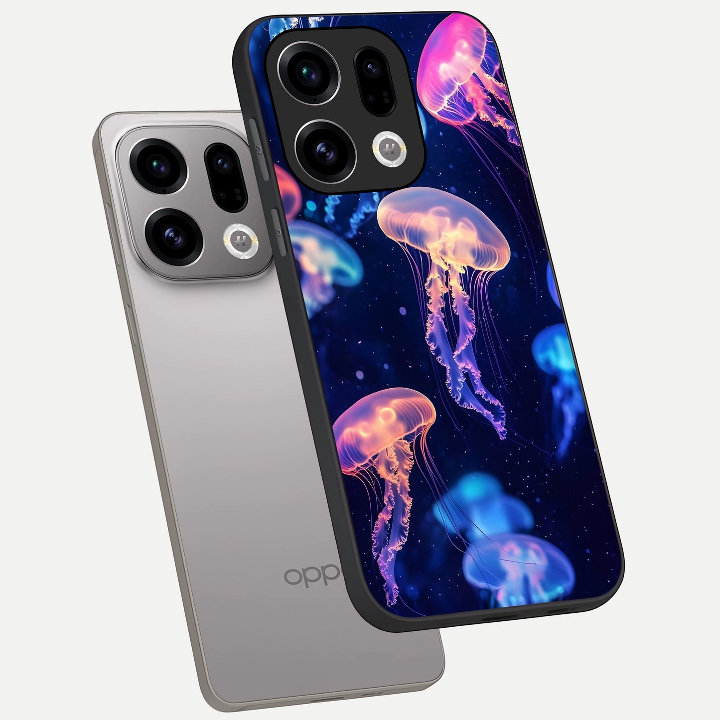  Jellyfish Pattern phone case For Oppo Find X9 showing premium glass back cover with detailed artwork