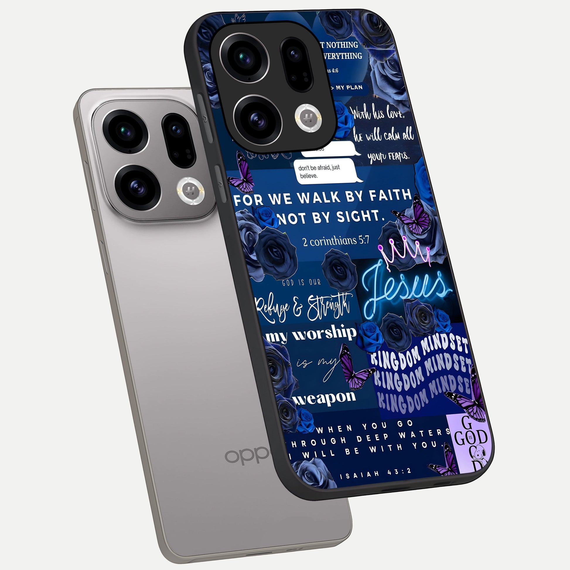 Kingdom Faith Glow phone case For Oppo Find X9 showing premium glass back cover with detailed artwork
