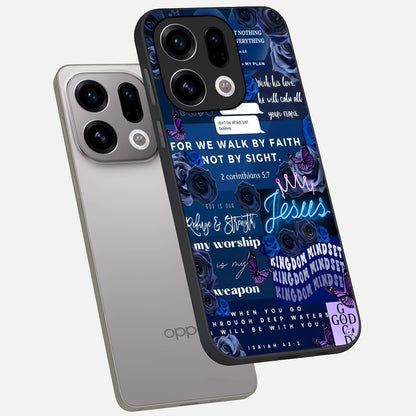  Kingdom Faith Glow phone case For Oppo Find X9 showing premium glass back cover with detailed artwork